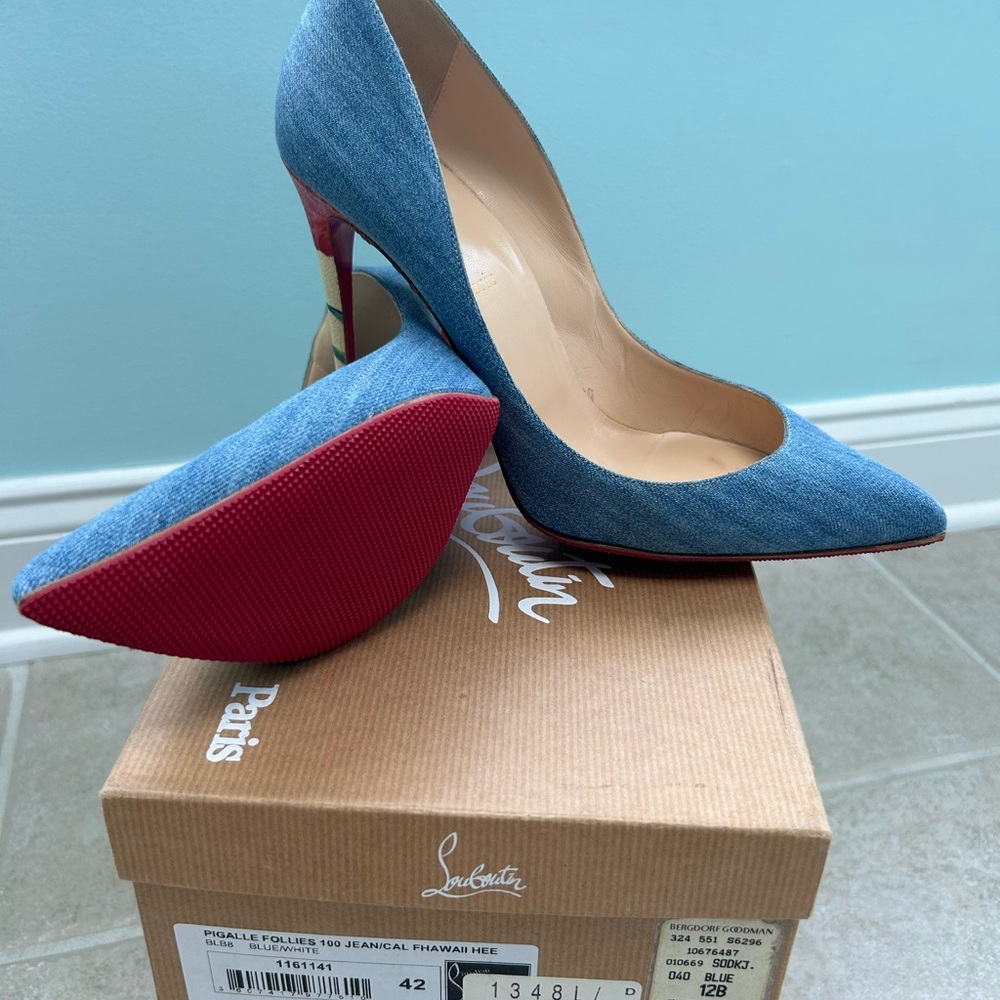 Christian Louboutin Blue and Red Heels